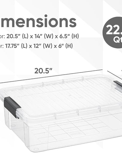 Superio Storage Bins with Lids, Clear Plastic Containers for Organizing, Stackable Totes, BPA Free, Odor Free, Organizer Boxes for Home, and Dorm (8 Pack, 22.75 Qt)