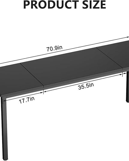 DlandHome 71 inches X-Large Computer Desk, Composite Wood Board, Decent and Steady Home Office Desk/Workstation/Table,Black,23.6Wide