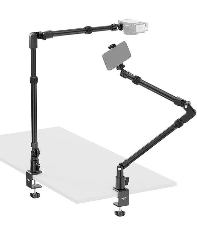 NEEWER 45.5" Overhead Camera Desk Stand, Aluminum 4 Section Magic Mic Boom Arm with C Clamp Mount Phone Holder, for Webcam LED Light Microphone Streaming Zoom Video Recording, Max Load 4.41lb, DS023