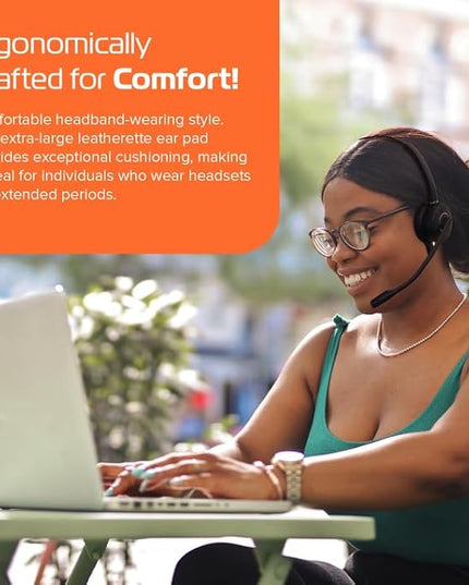 Spracht Wireless Bluetooth Headset with DSP Noise Cancellation | Combo USB/BT | USB Headphone with 12 Hr Talk Time | Mic Compatible with Softphones, Smartphones and Desktop Phones (HS-2060)