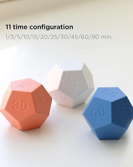 mooas Dodecagon Time Ball Rechargeable Mini Timer (Sand Peach), 11 Preset Times, Desk Productivity & Workout Timer, Sound/Vibrate/Mute, Easy to Use