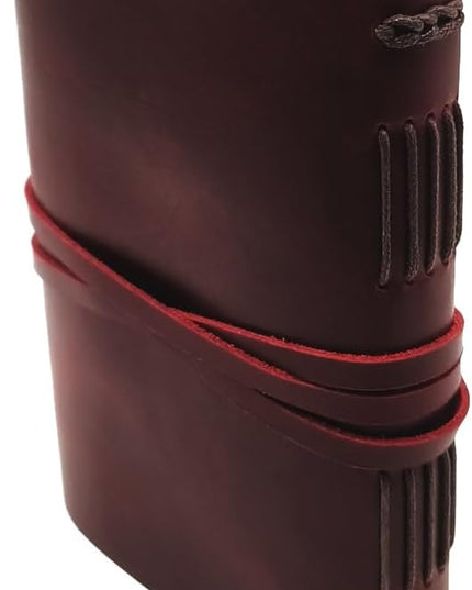 Red Notebook Journal - Genuine Leather Journals for Writing Small Size Diary 5.5x7.5 Inch, Notepad For Women and Man, Gifts,Work,Travel Wine Red