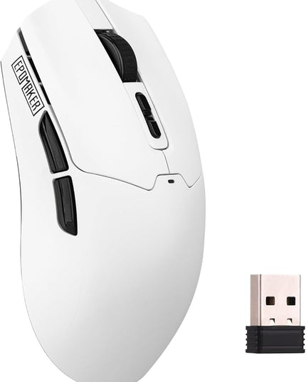 EPOMAKER Click Lite Wireless Gaming Mouse, 800 to 12,000 DPI Adjustable, PAW3311 Sensor, 500mAh, 59g, 2.4G/BT/USB-C Rechargeable Wireless Mouse with 5 Programmable Buttons for PC/Mac/Linux (White)