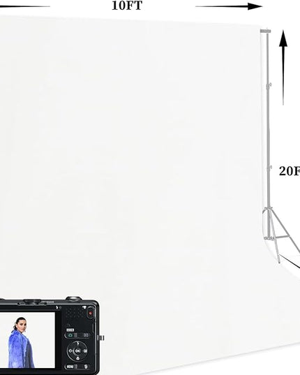 10x20 Ft White Backdrop Background for Photography Photo Booth Backdrop for Photoshoot Background Screen Video Recording Parties Curtain