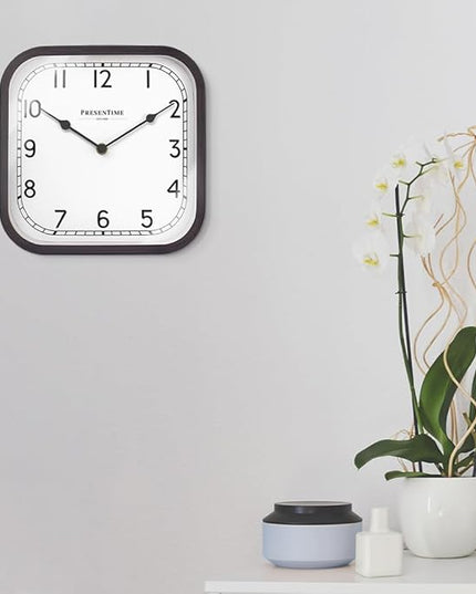 Presentime & Co 10" Anton Vintage Square Clock, Silent No Ticking, Wall & Mantel 2 in 1, Desk and Shelf Clock, Tabletop Décor, Oil Rubbed Bronze Color.