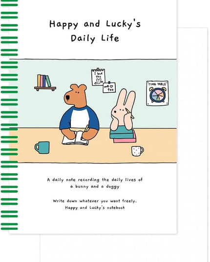 Monolike Happy and Lucky A5 Grid Spiral Notebook, Study time - Hardcover 5.83 x 8.27inch 128 Page,120GSM Thick paper