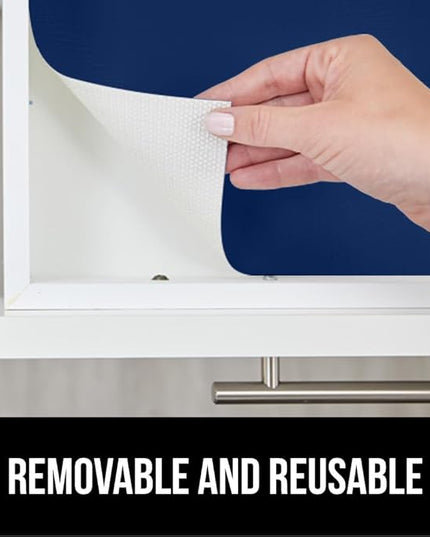 GORILLA GRIP DripGuard Shelf Liner, Non Adhesive Drawer and Kitchen Cabinet Protector, 24x240 Inch, Slip Resistant BPA Free Smooth Surface Plastic Liners for Cabinets, Bathrooms, Closets, Navy Blue