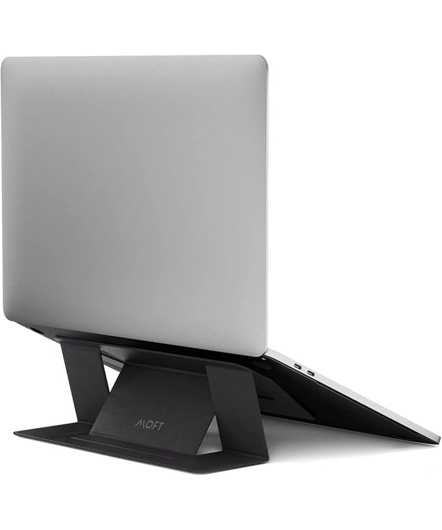 MOFT Laptop Stand for Desk, Stick-On Computer Stand with Dual-Angle, Ergonomic Laptop Riser Holder for Travel, Foldable & Portable MacBook Stand Fits 11.6"-16" Laptops, Black