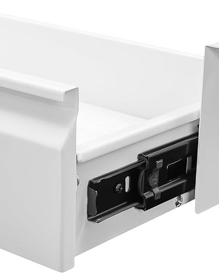 LEYSRIS 23.9" Under Desk Storage Drawer, White Sliding Pull-Out Drawer for Sit Stand Workstation