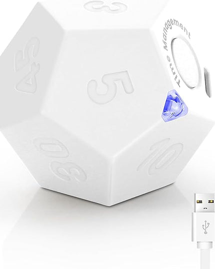 Pomodoro Timer - 11 Preset Productivity Timer, Ring/Vibrate Mode Cube for Cooking, Learning, Exercise and Beauty - White