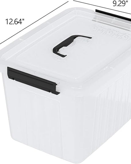 12 Quart Plastic Storage Bins with Lids, Plastic Storage Box, 6 Packs