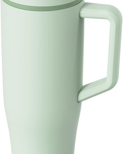 KISSKIND 40 oz Tumbler with Handle and Straw | Lumi Spin Hidden Straw 100% Leakproof Insulated Tumbler | Stainless Steel Water Bottle for Mom, Nurse, Teacher | Green
