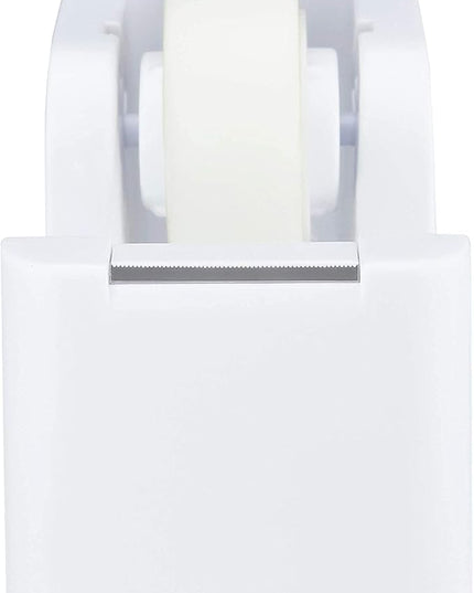 ABEL SimpleWork Desktop Tape Dispenser, White, 1 in Core, Non-Skid Weighted Base, Tape Cutter for Office, Home, School, and Crafts