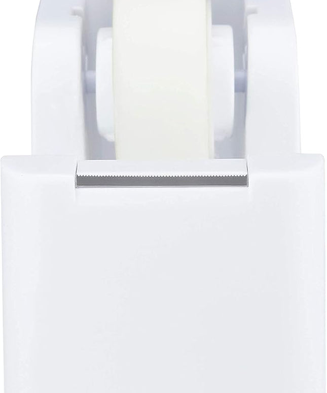 ABEL SimpleWork Desktop Tape Dispenser, White, 1 in Core, Non-Skid Weighted Base, Tape Cutter for Office, Home, School, and Crafts