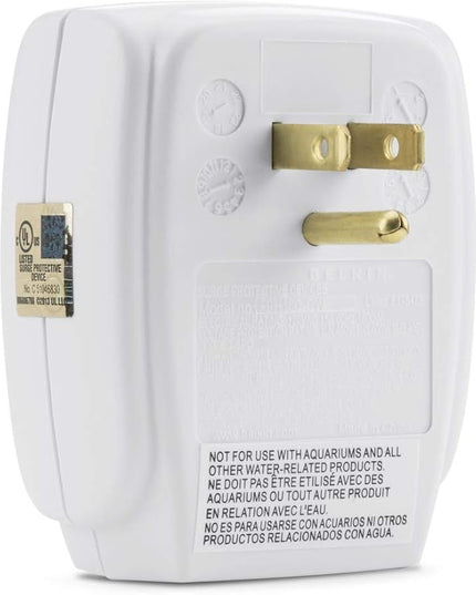 Belkin 1-Outlet Home Series SurgeCube - Grounded Outlet Portable Wall Tap Adapter with Ground & Protected Light Indicators for Office, Charging Brick - White, ABS, 885 Joules