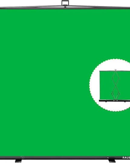 【Wider Style】 RAUBAY 78.7 x 82.7in Large Collapsible Green Screen Backdrop Portable Retractable Chroma Key Panel Photo Background with Stand for Video Conference, Photographic Studio, Streaming