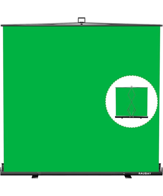 【Wider Style】 RAUBAY 78.7 x 82.7in Large Collapsible Green Screen Backdrop Portable Retractable Chroma Key Panel Photo Background with Stand for Video Conference, Photographic Studio, Streaming