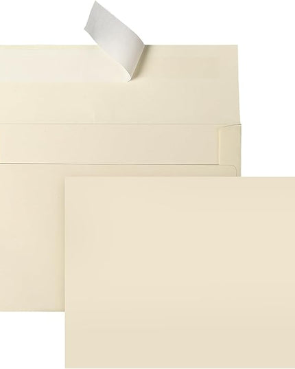 Ivory Blank Cards and Envelopes (Unfolded), Goefun 5x7 Flat Cream Cardstock and A7 Envelopes Self Seal 100 Pack for Wedding, Invitations, DIY Greeting Cardstock, Thank You Cards & All Occasion
