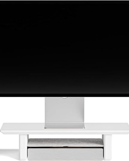 Raico Desk Cockpit Shelf Monitor Stand System Dual Screen Setup Wood Large Desk Accessory Organizer Unit (Matte White, Small | 18.8 Inches)