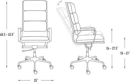 Laura Davidson Furniture SOHO II Tall Back Padded Management Chair (White)