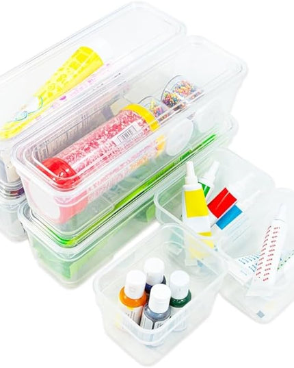 AB Designs Best Kept Plastic Storage Bins with Lids - Mixed Pack, 4 Long & 4 Small Home Organizer Storage Boxes with Lids, Clear