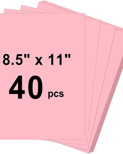 40 Sheets Cardstock 8.5x11, 65lb Pink Card Stock, Construction Paper, 180gsm Thick Printer Paper for Printing, Painting, Card Making, Kids School Supplies,Party Decorations