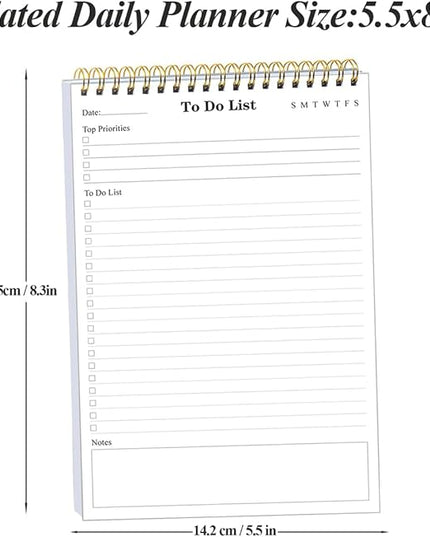 (20-Pack) To Do List Notepad - A5 Undated Daily Planner, 1000 Sheets/2000 Pages To Do List Notebook for Work, Spiral Waterproof Notepad for Office Supplies, School Planner, 5.8" x 8.3"