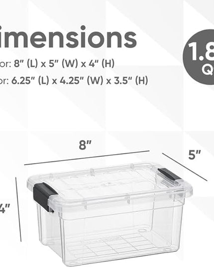 Superio Storage Bins with Lids- 8 Pack, 1.85 Qt Clear Boxes for Organizing, Stackable Plastic Containers- BPA Free, Non-Toxic, Odor Free, Organizer for Home, Office, Dorm