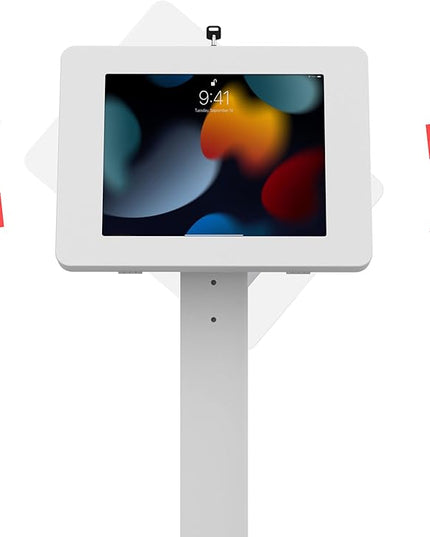 Thin Floor Stand - CTA Tall Standing 360 Degree Kiosk Display Tablet Holder - Charger Access & Lock for iPad mini A17 Pro & 1/2/3/4/5/6 - Samsung Tab A 8″