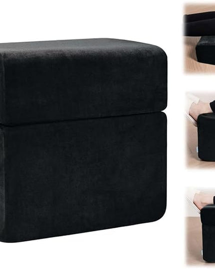 3 Adjustable Heights Foot Rest for Under Desk at Work - Ergonomic High Density Foam Footrest with Washable Cover, Foot Stools for Office, Home, Gaming (Black)