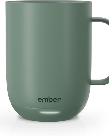 Ember Temperature Control 14oz Smart Mug 2, App-Controlled and Rechargeable Heated Coffee Cup Warmer with Intelligent LED Display, Sage Green.