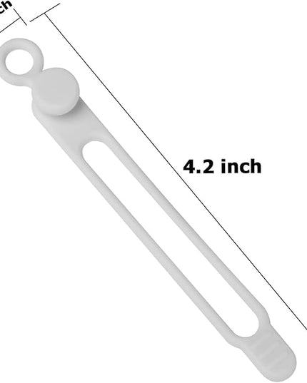 Nearockle 16Pcs Silicone Cable Straps Wire Organizer for Bundling Earphone, Phone Charger, Computer Cords, Reusable Cable Ties Cord Organizer in Home,Office,Kitchen,School(White)