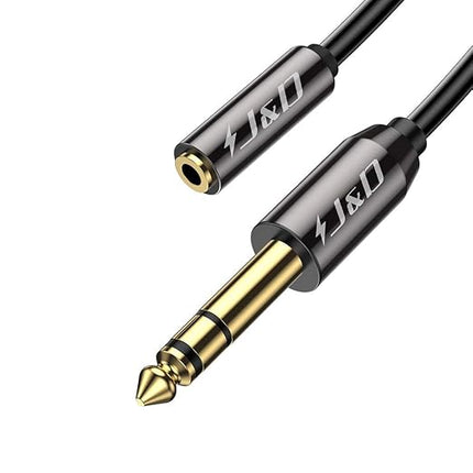 J&D 1/4 inch to 3.5mm Headphone Adapter, Gold Plated 3.5mm 1/8 inch Female TRS to 6.35mm 1/4 inch Male TRS Stereo Audio Cable for Guitar Amp, Amplifiers,Headphones Extension Cable, 6 Feet