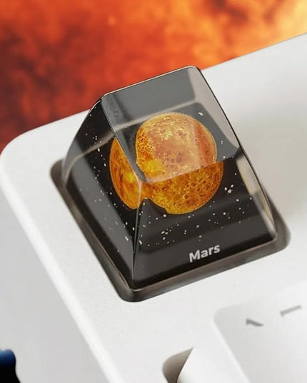 Mars Artisan Keycap R1 SA Profile Custom Solar System Planets Keycaps 1U ESC Handmade Resin Gaming Galaxy Planet Key Cap Cherry MX Switch Compatible Mechanical Keyboard for Space Lover Gift