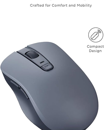 Lenovo Bluetooth Silent Mouse (WL300) - 5 Button Computer Mouse with Silent Left & Right Click – Sculpted Grip, Microsoft Swift Pair, Up to 1600 DPI (Grey)