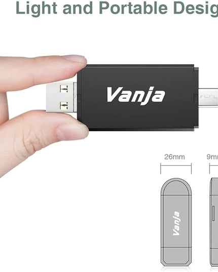 Vanja SD Card Reader, USB 3.0 & USB C Dual Slots Micro SD Card Adapter, Memory Card Reader for SD, SDHC, SDXC, microSDHC, microSDXC | Compatible with iPhone 17/16/15 Series, Android, Windows/macOS