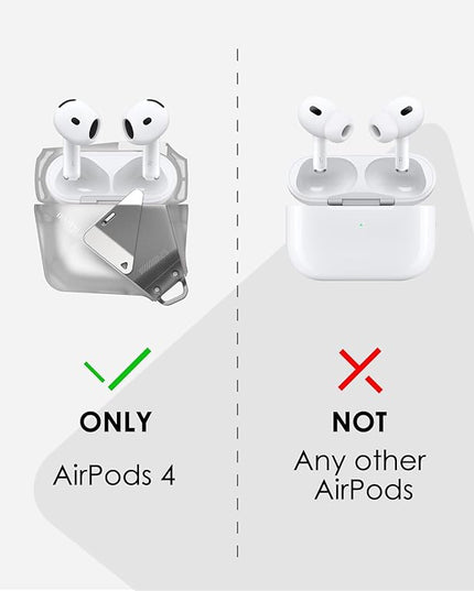 Aulumu A29 Geometric AirPods 4 Case with Lock | Protective Cover with Nylon Buckle | Alloy Armour | Compatible with Apple AirPods 4th (2024) - Grey
