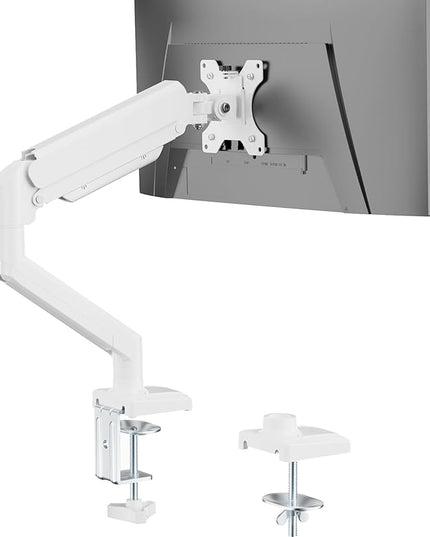WALI Single Monitor Arm Mount Stand, Adjustable Gas Spring Arm Monitor Mount for Display up to 32 Inch,19.8lbs Capacity (GSMP001W), White