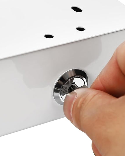 14.17" Under Desk Storage Drawer, Locking Design White Sliding Pull-Out Drawer for Sit Stand Workstation