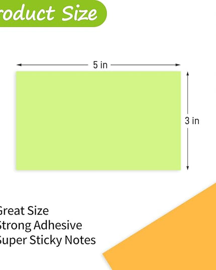 960 Sheets 3 in x 5 in Large Sticky Notes, 76 x 127 mm 6 Pads Assorted Self-Stick Pads for Notebook,Office,School and Home,80 Sheets/Pad (12 Pads Brillant)