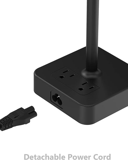KAFRI Dual Headphone Stand with USB Charger Desk Gaming Double Headset Holder Hanger Rack with 2 USB Charging Port and 2 Outlet - Suitable for Gamer Desktop Table Game Earphone Accessories Gift