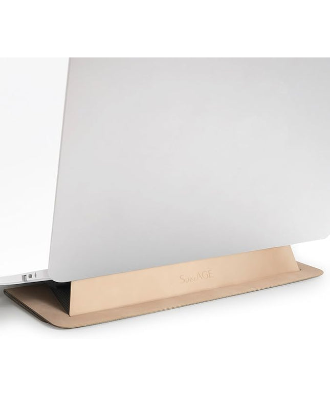 SenseAGE Laptop Stand for Desk, Office, Ergonomic Notebook Stand, Foldable & Portable Travel FlatStand, Lightweight, Anti-Slip, Compatible with MacBook Air, Pro, and Up to 15.4" Laptops (Café Creme)