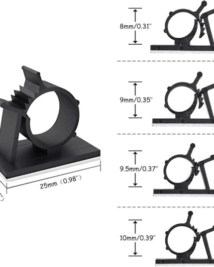 Viaky 30 Pcs Black Clips Self Adhesive Backed Nylon Wire Adjustable Cable Clips Adhesive Cable Management Drop Wire Holder