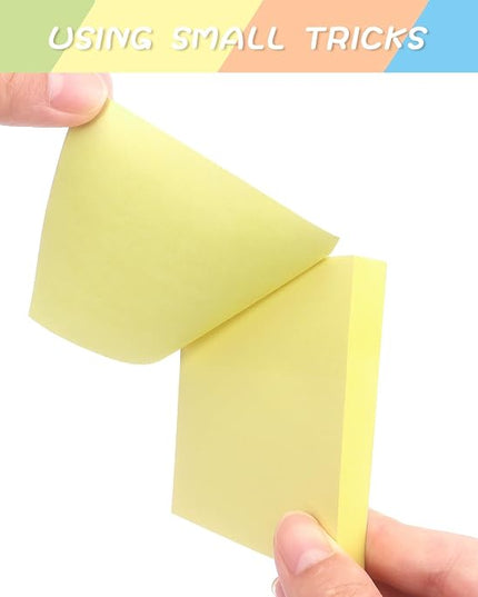 Sticky Notes 3x3 Self-Stick Notes Pads with 6 Bright Colors, Easy to Post for Office, School, Home, 6 Pads/Pack, 100 Sheets/Pad (Yellow)