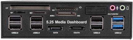 Internal Card Reader, 5.25inch Media Dashboard Front Panel Audio, All-in-1 Card Reader with USB3.0/2.0 HUB eSATA SATA Multi Card Reader(M2 / TF/SD/MMC/MS/CF)