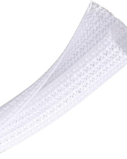 CrocSee 10ft - 3/8 inch Braided Cable Management Sleeve Cord Protector - Self-Wrapping Split Wire Loom for TV/Computer/Home Theater/Engine Bay - White