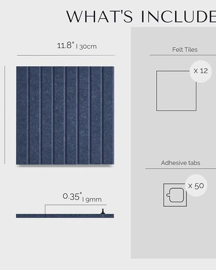 Large Bulletin Board 48x36 - Office Wall Organizer to Replace Your Old Cork Boards for Walls for Office Decor -12-Pack Felt Wall Panels to Use in Home Office Decor, Classroom Decor (Indigo)