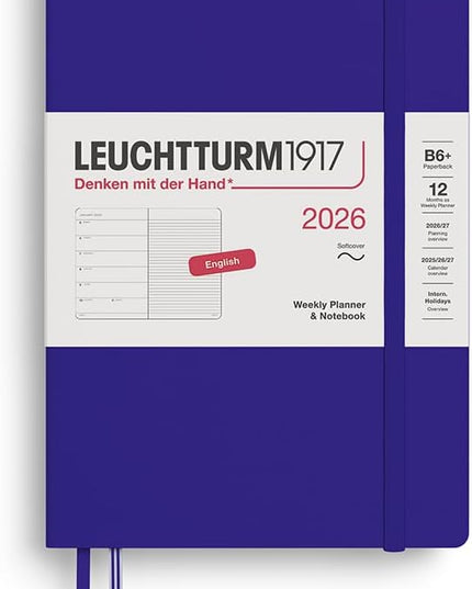 LEUCHTTURM1917 - Weekly Planner & Notebook 2026, Softcover, Paperback (B6+), Ruled, Ink (Jan 1 - Dec 31, 2026)