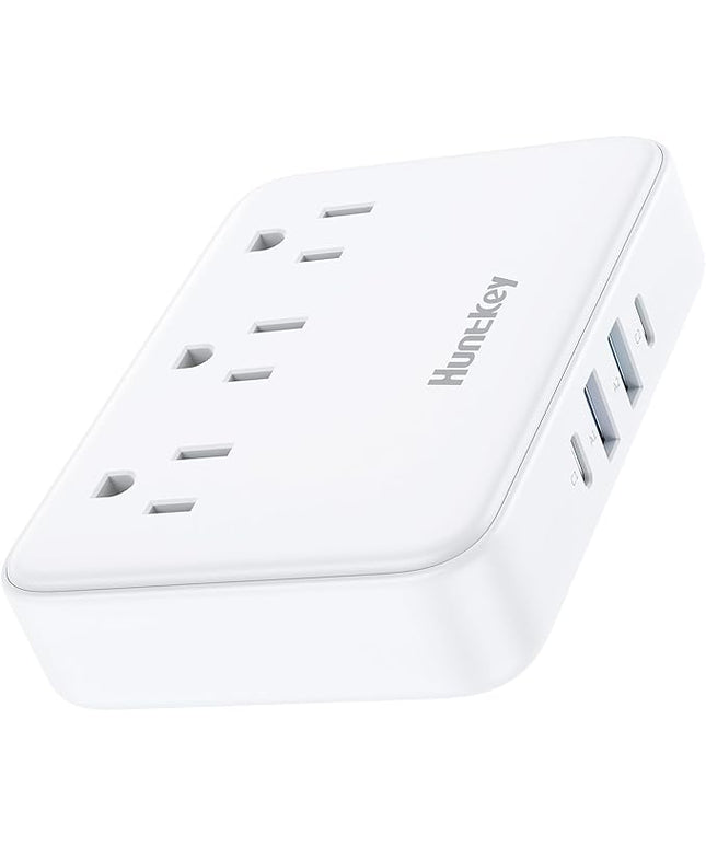 Innovative Power Strip, Cord Removable Design, Huntkey 3 Outlets Non Surge for Cruise, Travel Power Strip with 4 USB Ports (2 USB-C, 2 USB-A), ETL Listed, Customize Cord Length