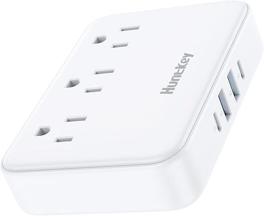 Innovative Power Strip, Cord Removable Design, Huntkey 3 Outlets Non Surge for Cruise, Travel Power Strip with 4 USB Ports (2 USB-C, 2 USB-A), ETL Listed, Customize Cord Length